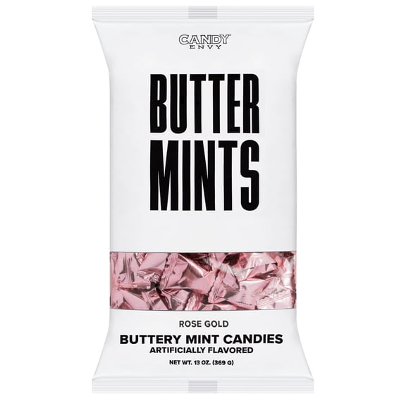 Candy Envy Rose Gold Foil Buttermints, 13 oz. Bag, Indiv. Wrapped Mints