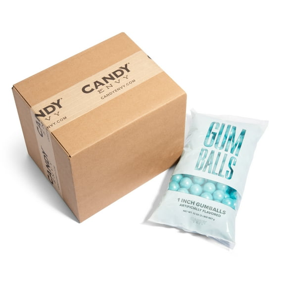 Candy Envy - Shimmer Light Blue 1 Inch Gumballs - 2lb Bag - 6 Bags with Approximately 113 Gumballs Per Bag - North American Made & Kosher Certified