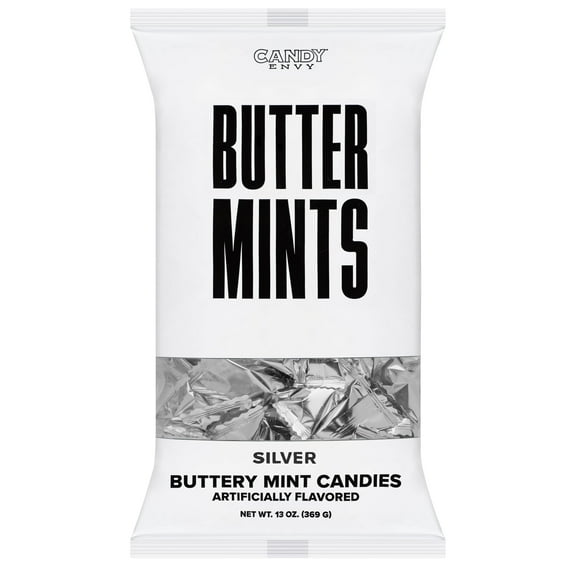 Candy Envy Silver Buttermints, 13 oz. Bag, Individually-Wrapped Mints