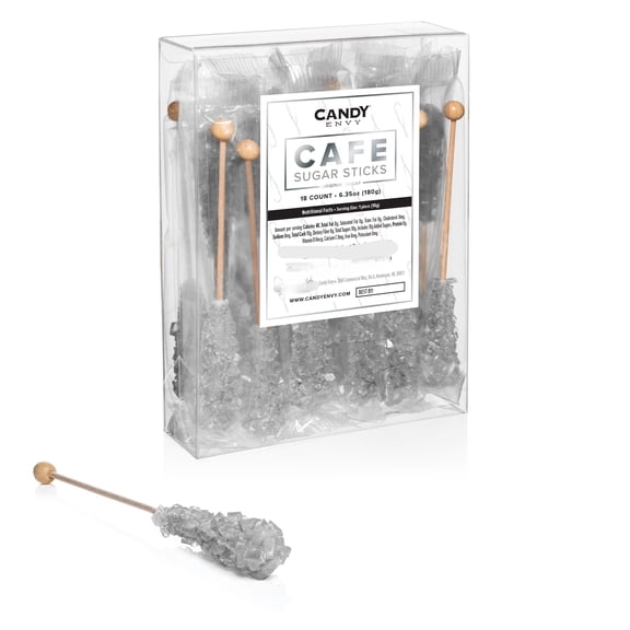 Candy Envy Silver Cafe Sugar Sticks, 36 Individually-Wrapped Sugar Sticks