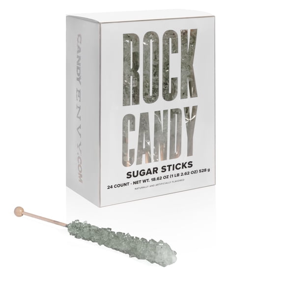 Candy Envy Silver Rock Candy Sugar Stick, Original Sugar Flavor, 24 Ct. Indiv. Wrapped