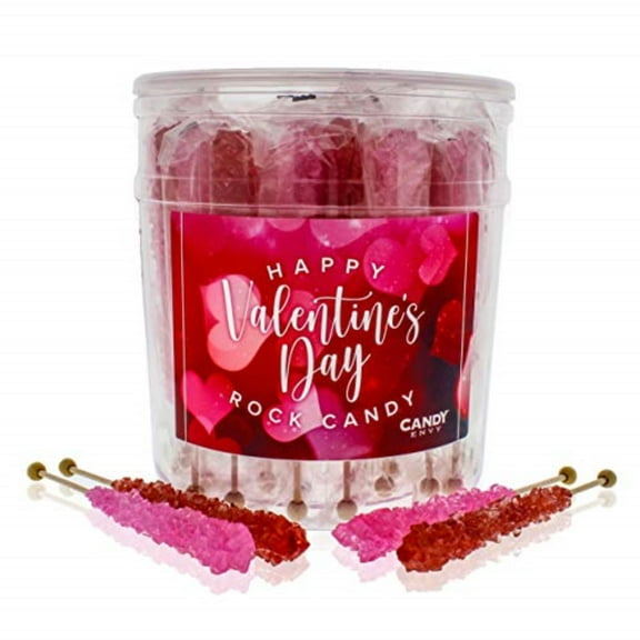Candy Envy Valentine's Day Rock Candy, 2 Flavors, 36 Ct. Indiv. Wrapped