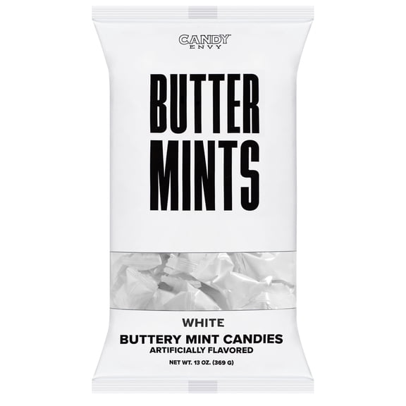 Candy Envy White Buttermints, 13 oz. Bag, Individually-Wrapped Mints