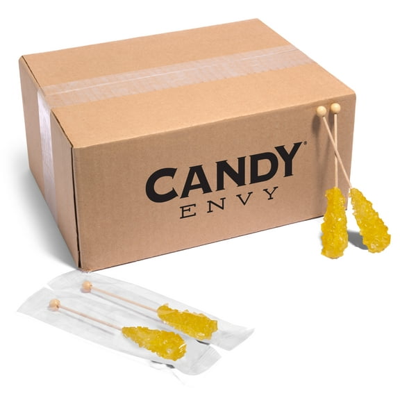 Candy Envy Yellow Cafe Sugar Sticks, 100 Individually-Wrapped Sugar Sticks