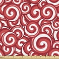 thumbnail image 1 of Ambesonne Candy Fabric by the Yard Upholstery, Spiral Doodles, 5 Yards, Coral Ruby White, 1 of 4