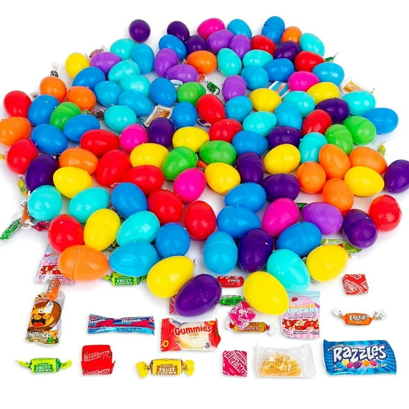 Candy Filled Plastic Easter Eggs For Easter Egg Hunt - Prefilled Eggs Stuffed With Candy - Basket Stuffers Easter Eggs With Candy For Egg Hunt 12 Pack