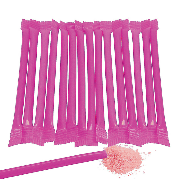 Candy Filled Straws Powder Sticks, Bulk Set of 240, Party, Gender Reveal, Wedding and Buffet Candy (Hot Pink)