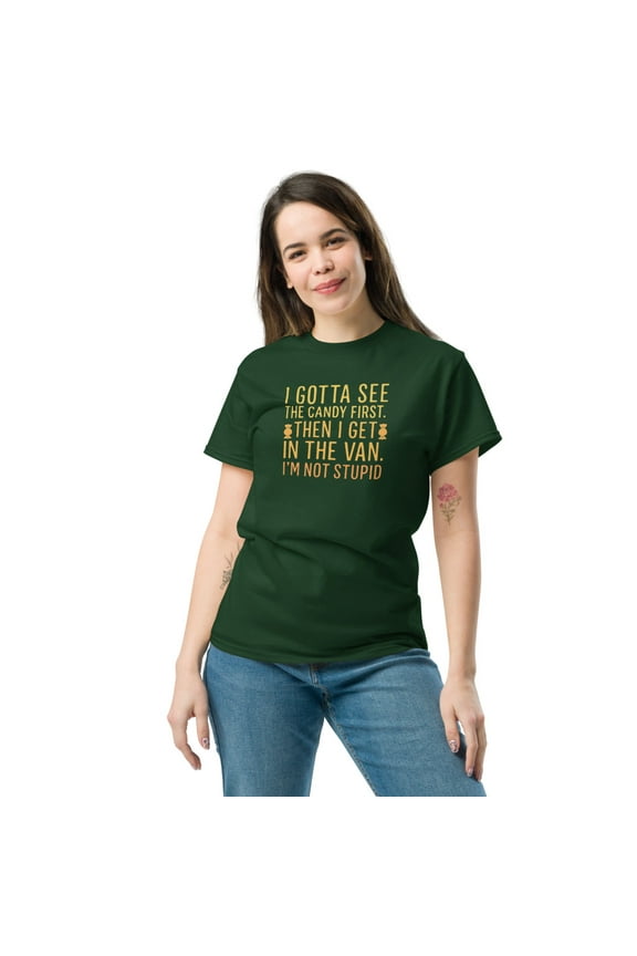 Candy First Halloween T-Shirt, Funny Halloween T-Shirt, Womens T-Shirt (Forest Green, L)