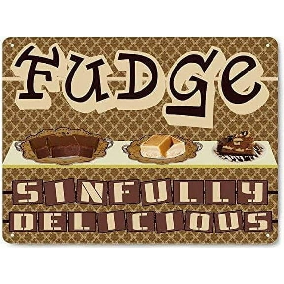 Candy Fudge Metal Sign Gum Suckers Chocolates Store Display Vintage Style Retro Kitchen Wall Decor Art 8x12 Inch