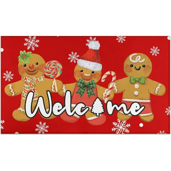 Candy Gingerbread Christmas Doormat, Christmas Decorations for Home Entrance Rug Decorative Welcome Door Mat Winter Xmas Decor for Home Indoor Outdoor 17 x 30 Inch (Gingerbread)