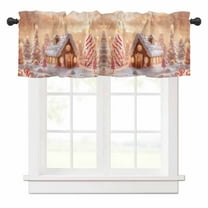Candy Gingerbread Cottage Valances for Windows Christmas Xmas Tree Rod Pocket Curtain Valance Window Treatment Short Curtains for Kitchen Living Room, 58"x16"