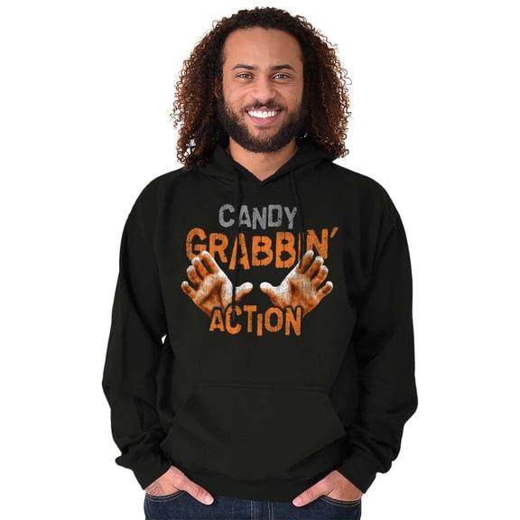Candy Grabbing Action Halloween Funny Hoodie Hooded Sweatshirt Men Brisco Brands S