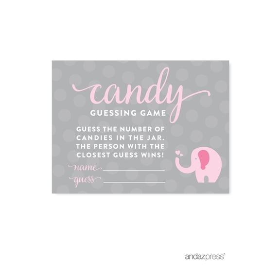 Koyal Wholesale Girl Elephant Baby Shower Candy Guessing Game Cards  30-Pack