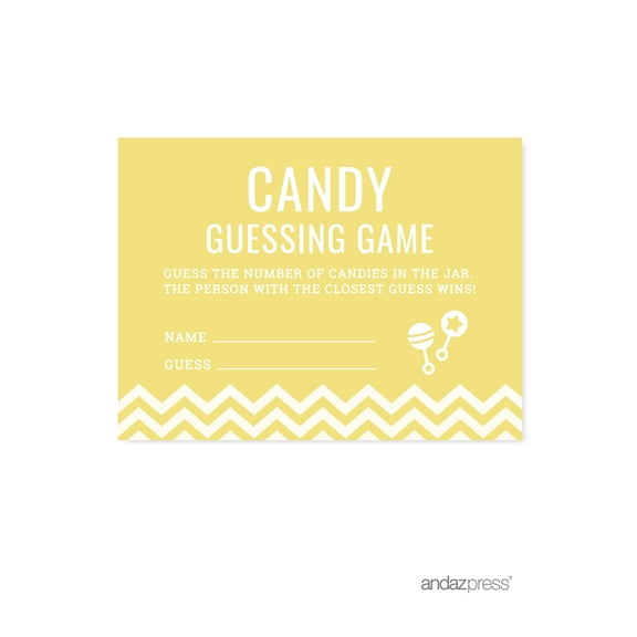 Candy Guessing Game Yellow Chevron Baby Shower Games, 30-Pack