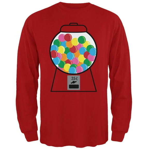 Candy Gumball Machine Costume Mens Soft Long Sleeve T Shirt Red X-LG