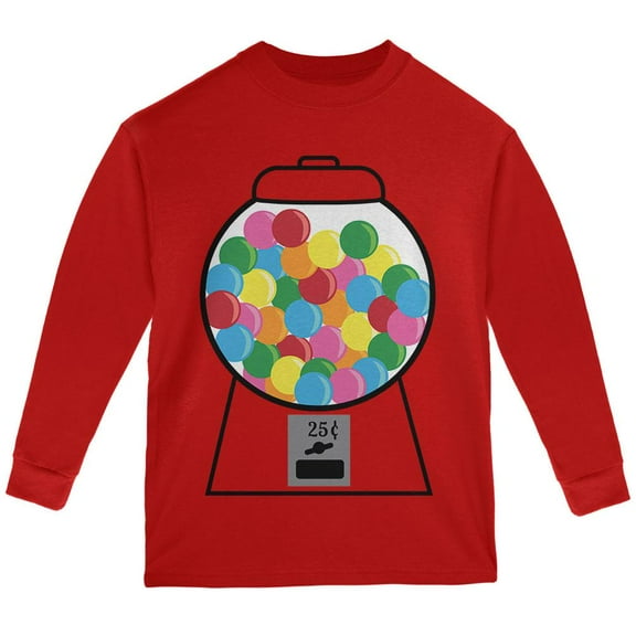 Candy Gumball Machine Costume Youth Long Sleeve T Shirt Red YMD
