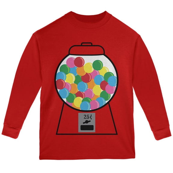 Candy Gumball Machine Costume Youth Long Sleeve T Shirt Red YSM