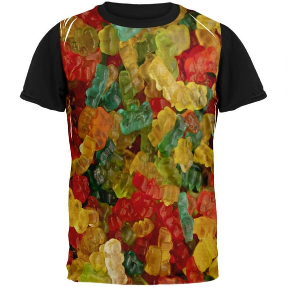 Candy Gummy Bears Adult Black Back T-Shirt - Medium