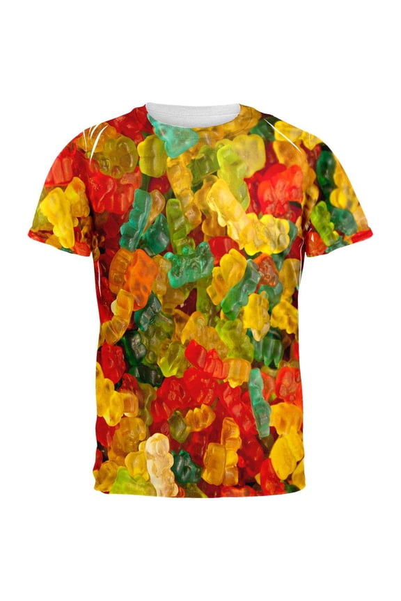 Candy Gummy Bears All Over Adult T-Shirt - Large