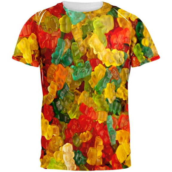 Candy Gummy Bears All Over Adult T-Shirt - X-Large