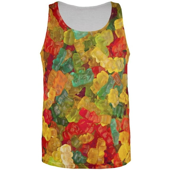 Candy Gummy Bears All Over Adult Tank Top - Medium