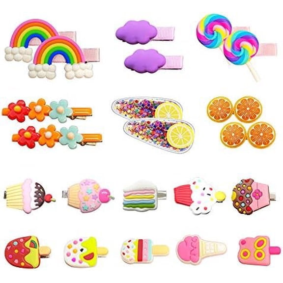 Candy Hair Clip for Girls, 22 count Candy Hair Accessories Cute Barrettes Rainbow Cupcake Hair Pins for Little Girl