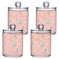 thumbnail image 1 of Candy House Pattern Bathroom Canisters Set of 4 Translucent Plastic Storage for Cotton Pads and Floss, 1 of 7
