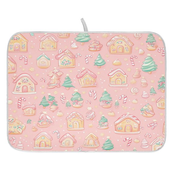 Candy House Pattern Dish Drying Mat for Kitchen, Quick Drying Absorbent Soft Durable 18 x 24"