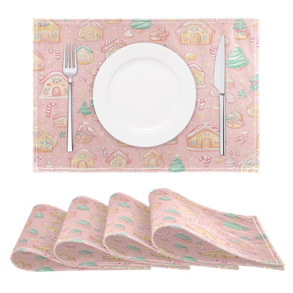 Candy House Pattern Reversible Placemat Non Slip Coffee Mat 18x12 Inch for Dining, Kitchen, Coffee