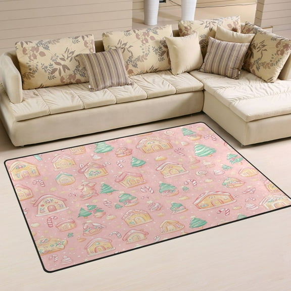 Candy House Pattern Soft Polyester Area Rug 31''x20'', Non Slip, Memory Foam, Water Absorbent