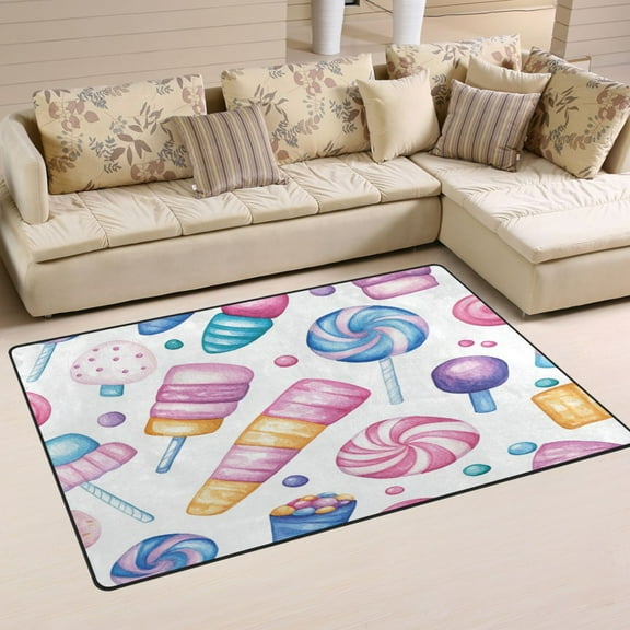 Candy Ice Cream Pattern Soft Polyester Area Rug 31''x20'', Non Slip, Memory Foam, Water Absorbent