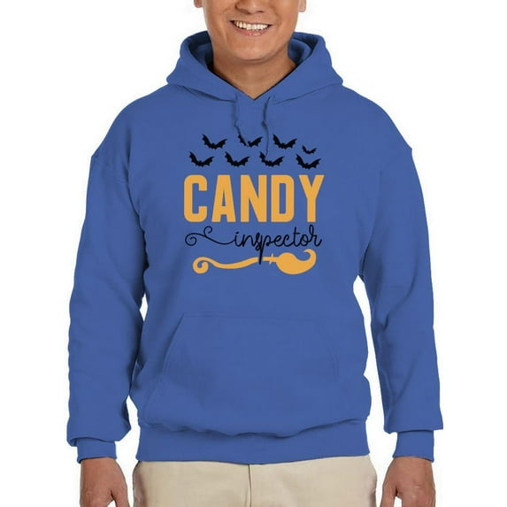 Candy Inspector. Bats And Broom Hoodie Men -Image by Shutterstock, Male Large