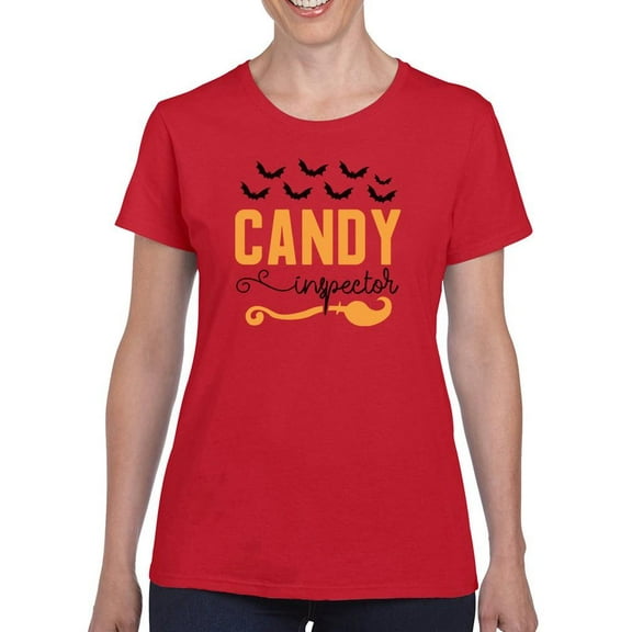 Candy Inspector. Bats And Broom T-Shirt Women -Image by Shutterstock, Female Small
