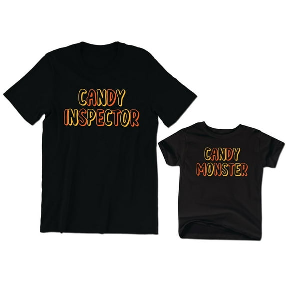Candy Inspector Women's T-Shirt Funny Cute Candy Monster Kids Toddler Shirt Baby Bodysuit Halloween Family Matching Mommy Daughter Son Outfits