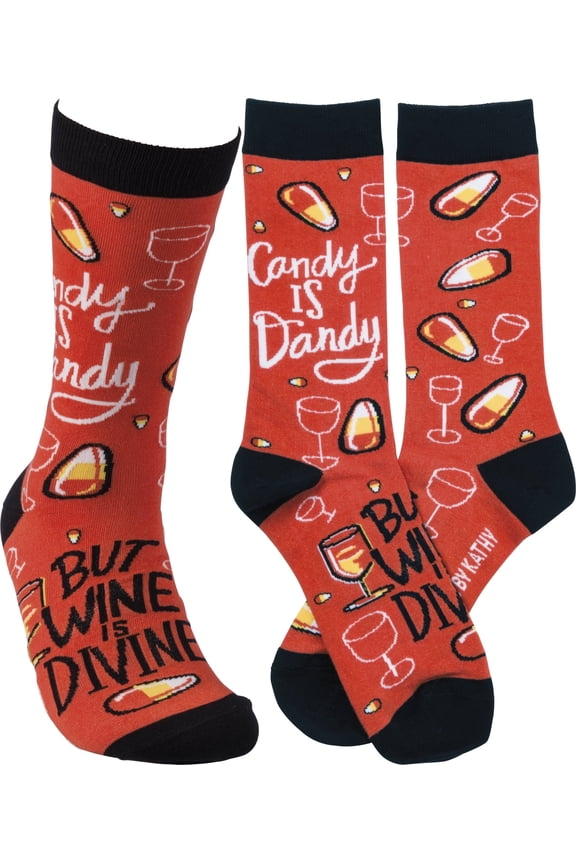 Candy Is Dandy But Wine Is Divine Lol Socks Primitives by Kathy Unisex