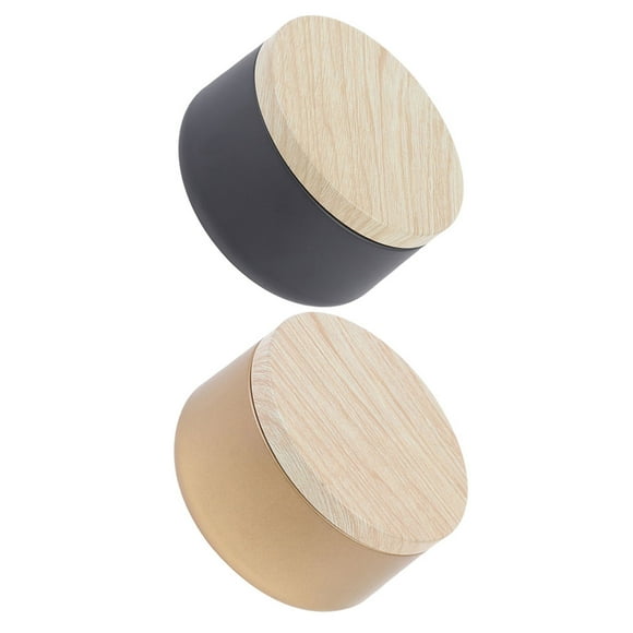 Candy Jar 2 PCS Tea Canister Belly Storage Wooden Tinplate