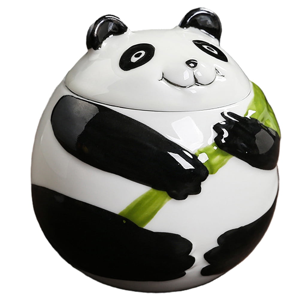 Candy Jar Kitchen Canisters Ceramic with Lids Tea Container Panda Pot