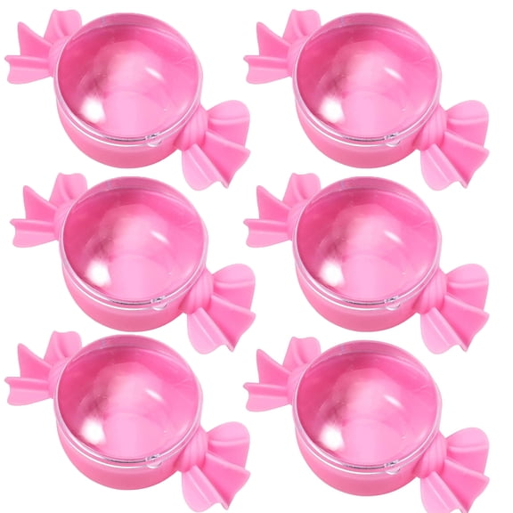 Candy Jar,Plastic Jars with Lids,6pcs Valentine's Day Candy Shaped Storage Box (6 Pack) – Clear Lid Treat Containers, Plastic Gift Box for Candies, Chocolates,Party Favors(Pink)