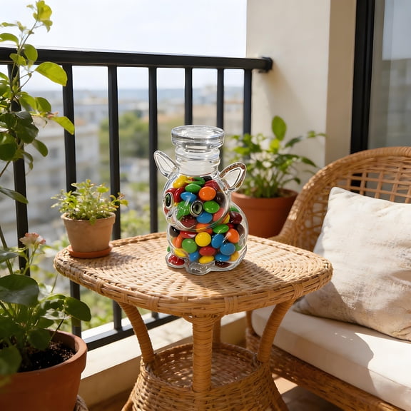 Candy Jar, Yannianjz Cat Shaped Candy Jar, Airtight Snack Container, Glass Food Storage Canister, Pet Themed Kitchen Jar, Coffee Pods Holder, Decorative Candy Jar