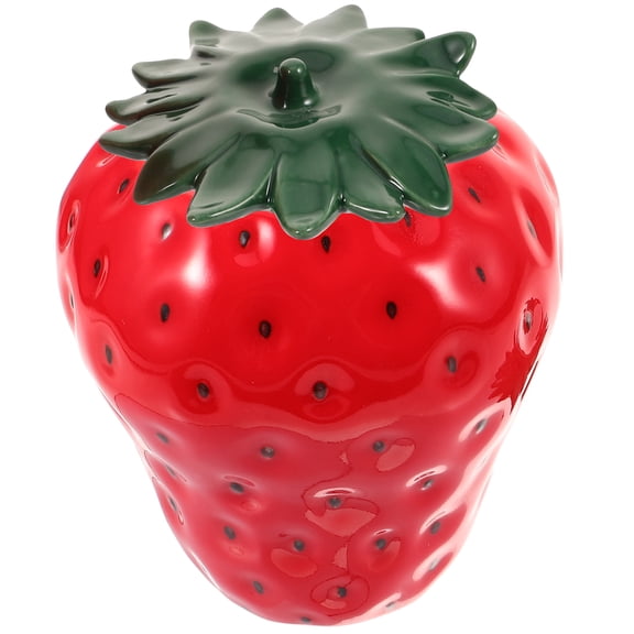Moluckfu Red Ceramic Tea Canister in Strawberry Shape, 1 Pack, Perfect for Home or Family Use, 4.53 x 3.94 x 3.94 Inches