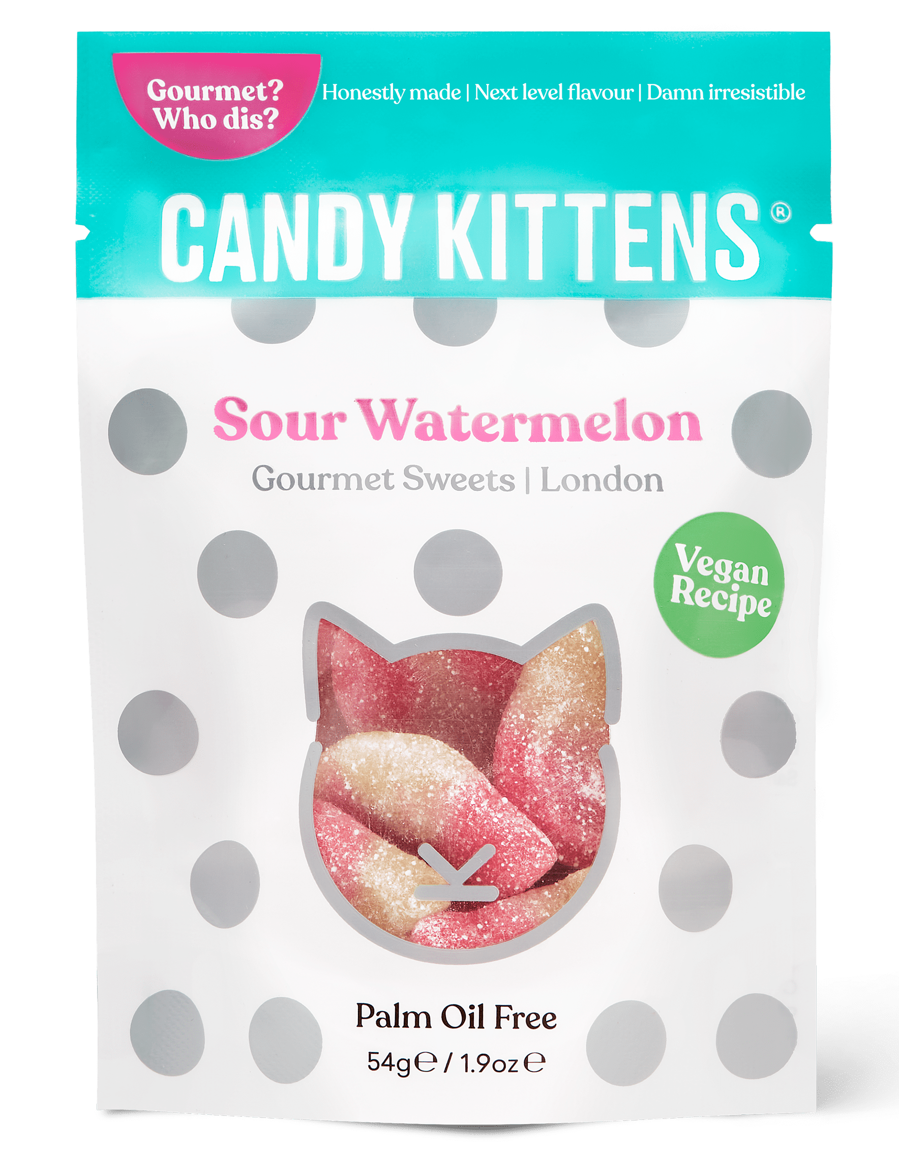 Candy Kittens Gourmet Vegan Candies, Sour Watermelon, 54g Pouch