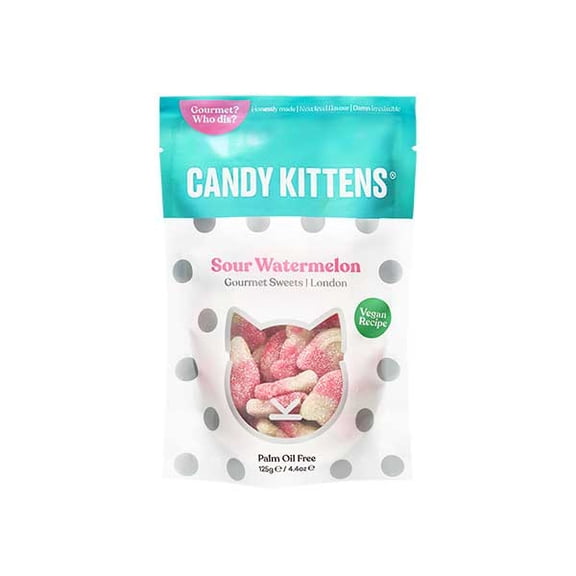 Candy Kittens Sour Watermelon Vegan Sweets - Gummy Chewy Gourmet Sweets - , 3.8oz (Pack of 9)