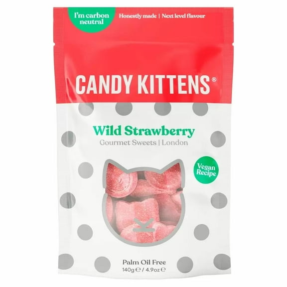 Candy Kittens Wild Strawberry Gourmet Sweets Bag 140G (Pack of 2)