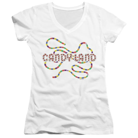 Candy Land Candy Land Board Junior Women's V-Neck T-Shirt White