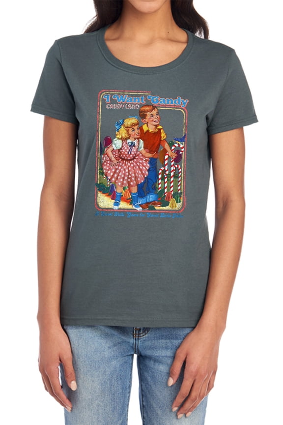 Candy Land I Want Candy Women's T Shirt, Charcoal, Small