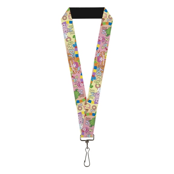 Candy Land Lanyard, Candy Land Take Me To the Candy Character Collage Multi Color, Elastic