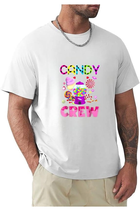 Candy Land Sweet Crew Fun Party Inspired Retro Nostalgia Graphic Top Unisex T-Shirt, for men & women, up to size 5XL.