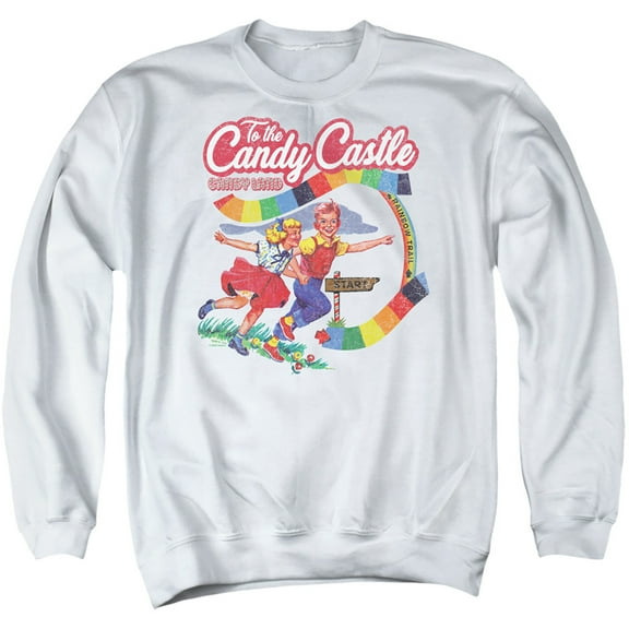 Candy Land To The Candy Castle Adult Crewneck Sweatshirt, White, Large