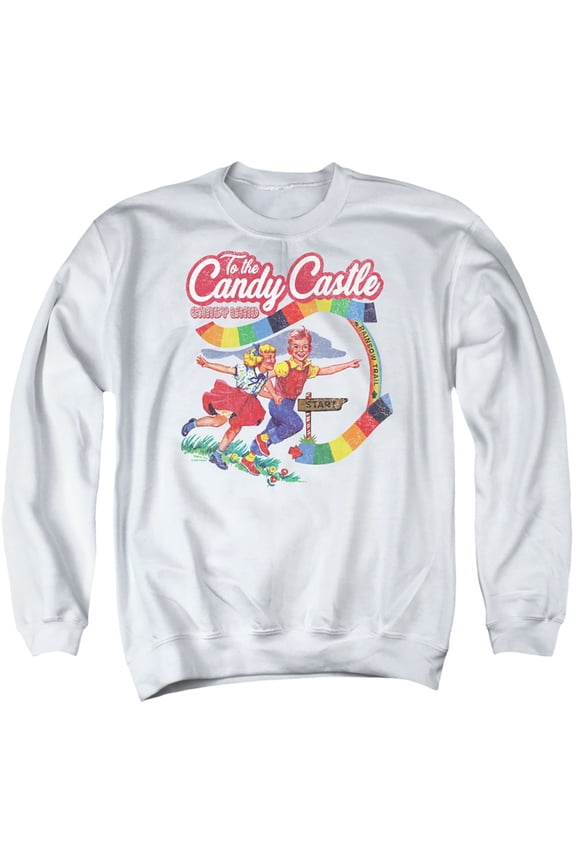 To The Candy Castle Adult Crewneck Sweatshirt, White, Large