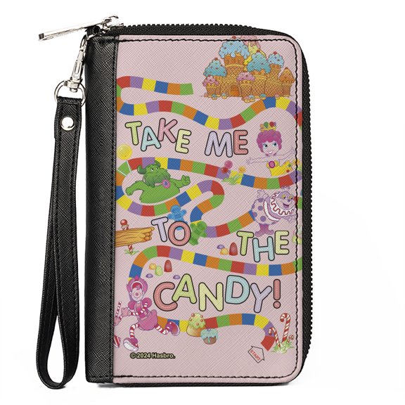 Candy Land Wallet, Zip Around, Candy Land Take Me To the Candy Character Collage Multi Color, Vegan Leather